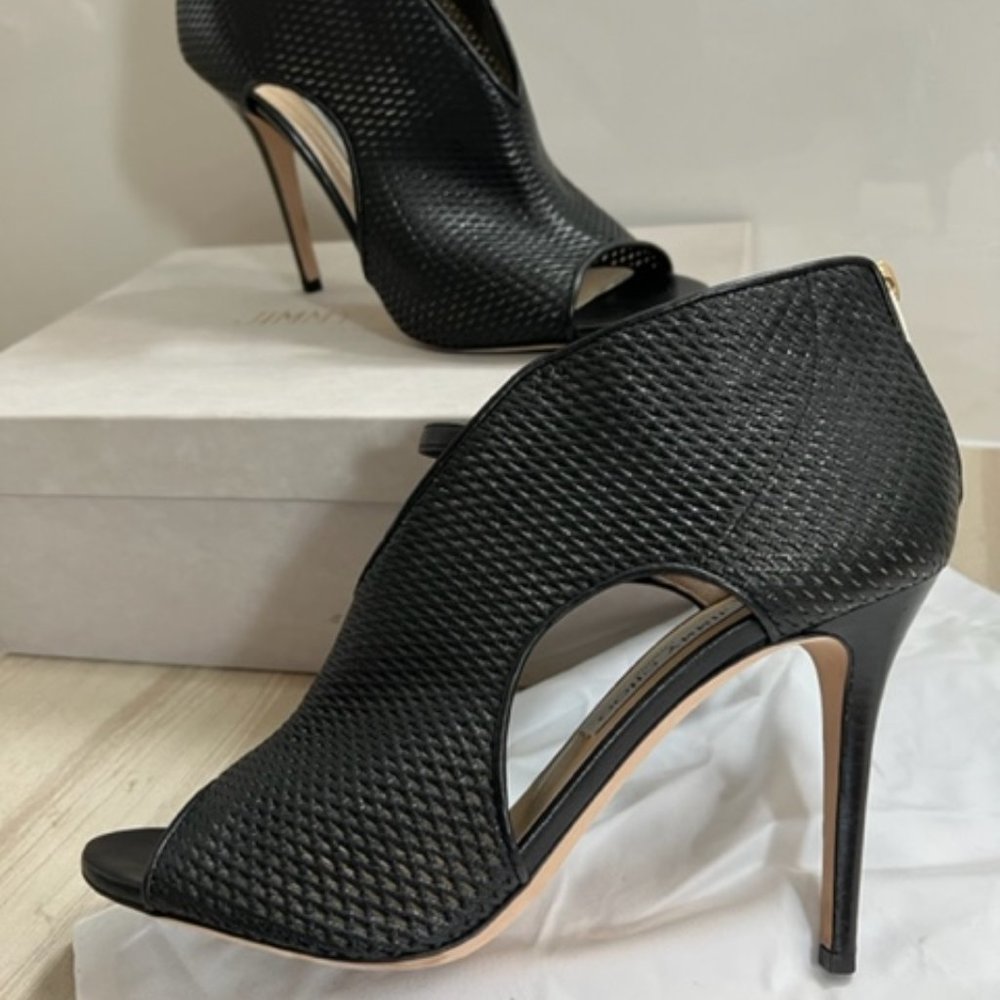 Jimmy Choo Tamali Perforated Napa Bootie Heels Black Size 11/41